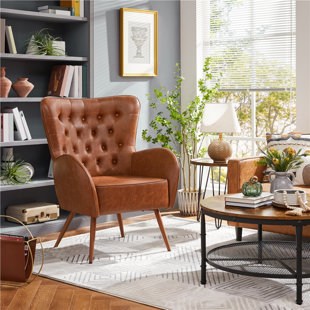 Leather deals armchair wayfair